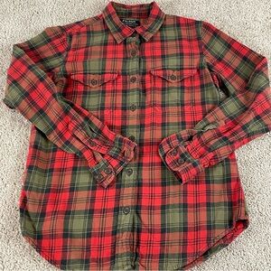 Filson Shirt Women’s Small Lightweight Flannel Button Down Red Black Bark F138